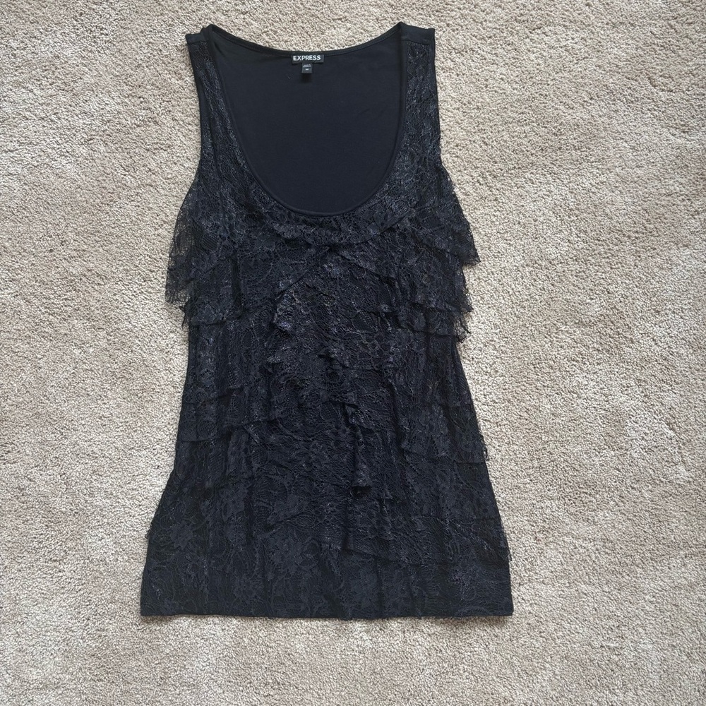 Express Black Lace Layered Tank Top